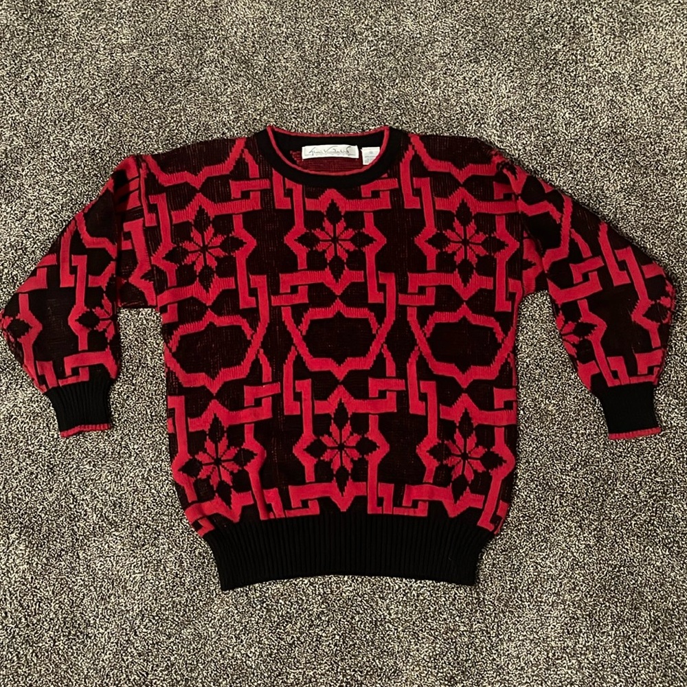 Vintage Gloria Vanderbilt Knitwear women’s medium snowflake holiday sweater red